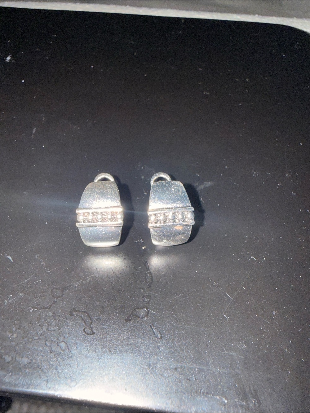 Sparkling Silver Drop Earrings with Clear Accents